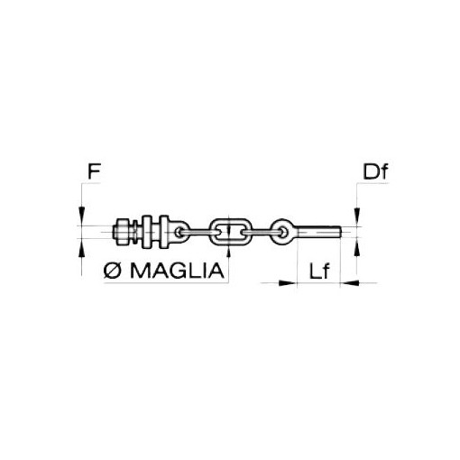 MEZZA CATENA CON PERNO LANDINI M 20x2,5 Sinistro