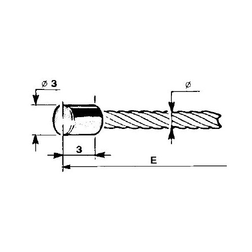 CAVO ACCELERATORE IN ACCIAIO A TESTA CILINDRICA 3x3 D.1,2 L2000mm