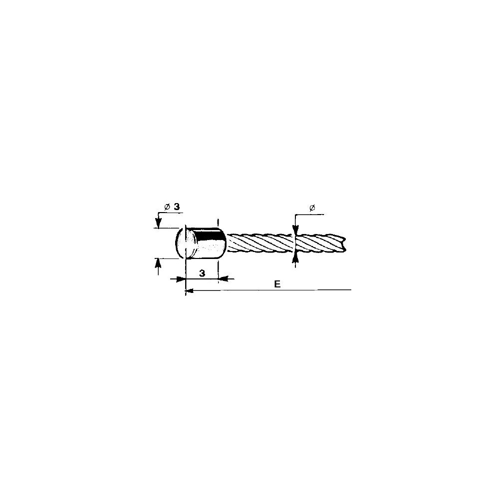 CAVO ACCELERATORE IN ACCIAIO A TESTA CILINDRICA 3x3 D.1,2 L2000mm