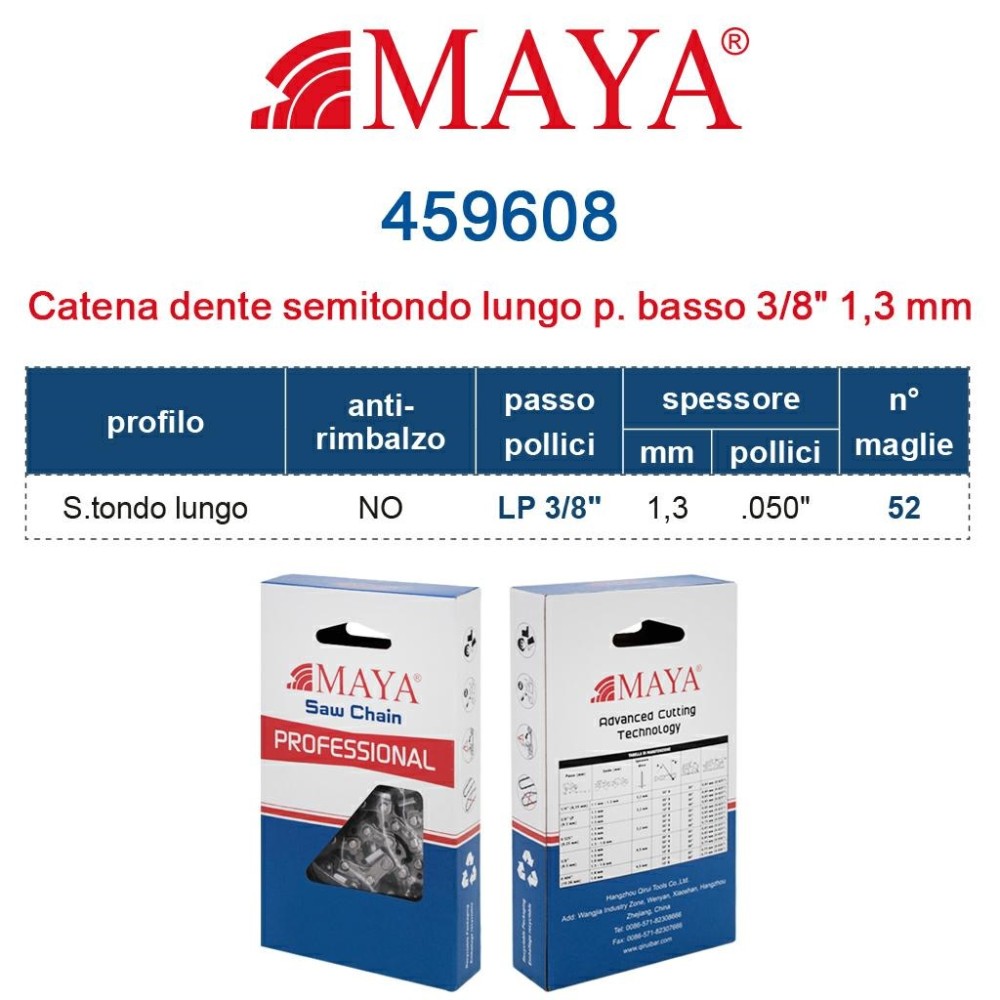 CATENA MOTOSEGA 3/8" - 1,3 mm .050" - 52 maglie