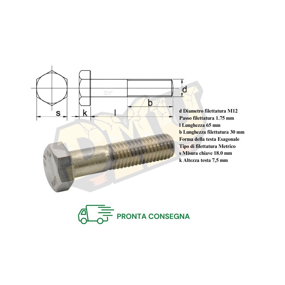 BULLONE E DADO M12x65X1,75 10.9