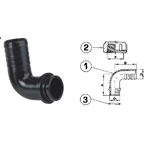 RACCORDO PORTAGOMMA CURVO D1-1/4